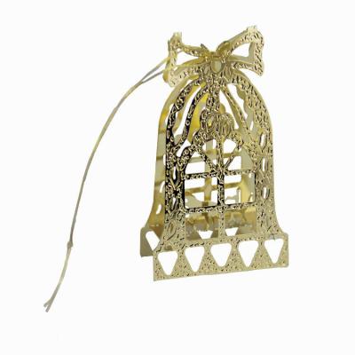 China OEM Eco - Friendly Metal Brass Ornament For Christmas Xmas Gold 3D Metal Decoration Etched Bell for sale