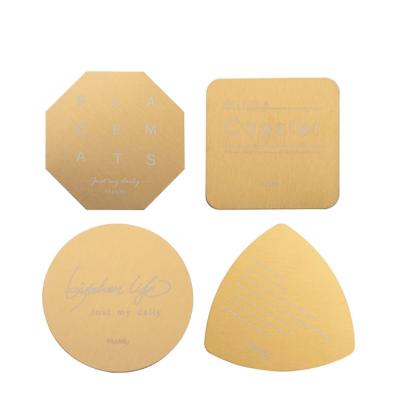 China Stocked In Stock Laser Cut Metal Mug Matte Metal Coasters Gold Stainless Steel Cup Coasters for sale