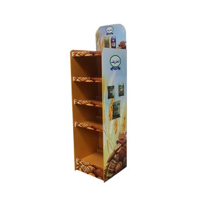 China Eco-friendly Customized Size Cardboard Floor Display Stand For Snack Potato Chip Cardboard Display Rack for sale