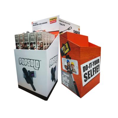 China Innovative Design Corrugated Cardboard Foldable Display Paper Trash Can For Product Display for sale