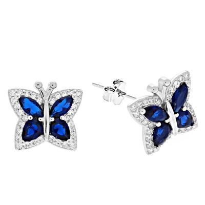 China Cute Mini Butterfly Earrings 925 Sterling Silver Fine Jewelry 18K gold plated earrings for women and girls for sale