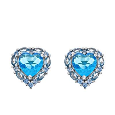 China Best Selling Trendy Heart Earring Wholesale Color Zircon 925 Sterling Silver Vintage Stud Earrings For Women for sale