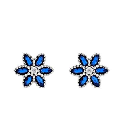 China Factory Price Cute Multi Color Romantic Flowers 925 Sterling Silver Earring for sale