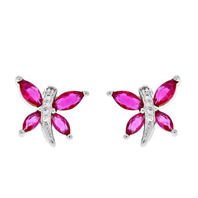 China Beautiful Cute 925 Sterling Silver Stud Earrings With Colorful Stones Earrings Butterfly Stud Earrings for sale