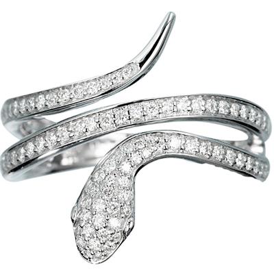 China OEM Trendy Fashion Design Rhodium Plated Silver Fine 925 5A CZ Jewelry Snake Ring for sale