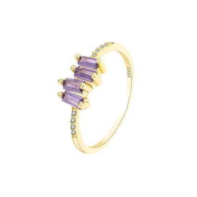 China TRENDY Wedding Ring For Women Tiny Purple Rings 925 Sterling Silver 14k Gold Plated Jewelry for sale