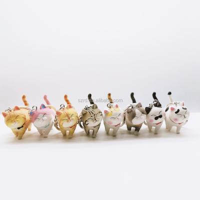 China Collection Customized Cute Toy Cat Keychains Plastic Keyring Kids Doll Keychains For Girls for sale