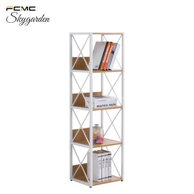 China 2019 Factory price 2-4 row adjustable (height) steel frame folder wood bookcase shelf for sale