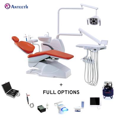 China Dental Clinic Chair Unit Anteeth Dental Full Options Led Induction Lamp Dental Unit Colorful Electric Dental Chair for sale