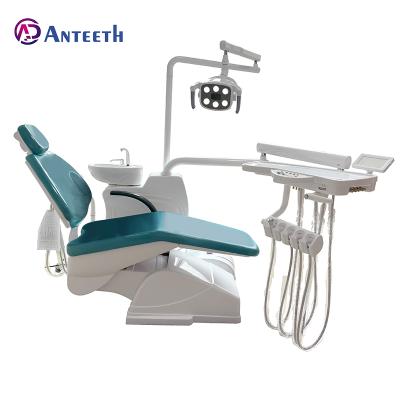 China Hospital Anteeh Foshan Cheap Dental Chair Class A PU Leather Dental Chair Unit With A Dentist Stool 8 Color Dental Unit for sale