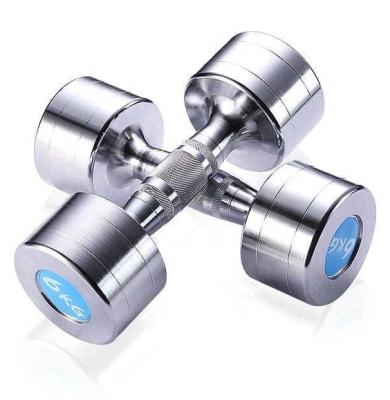 China Home Use Pure Solid Steel Dumbbells Chrome Stainless Steel High Quality Electroplating Dumbbell for sale