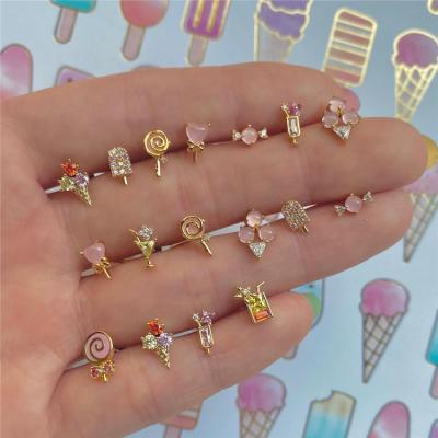 China New Design PS Cute Soft Ice Cream Trendy Hot Selling Hot Selling Stud Earrings Wholesale for sale