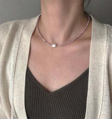 China BOHEMIA PS Natural Stone Necklace Minimalist Handmade INS Pearl Choker Necklace for sale