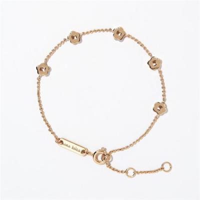 China Cute PS Fashion 18K Gold Flower Shape Bracelet For Women Central Institute Of Statistics Style Simple Flower Bracelet Anklet Chain for sale