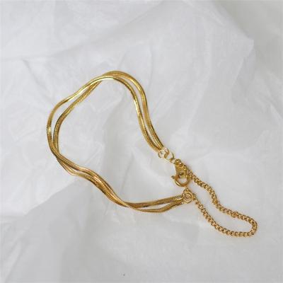 China European and American fashion PS simple snake 18K gold stainless steel chain double chain bracelet for sale