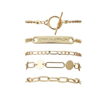 China Trendy Simple Geometric Bracelets Bangles Mixed Personality Design Bracelet Anchor Punk Set for sale