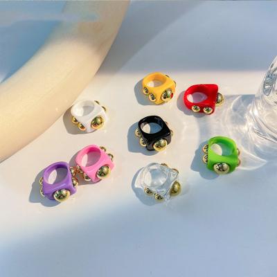 China Popular Fashion PS Style Chunky Plastic Resin Belly Rings Geometric For Women Finger Rings for sale