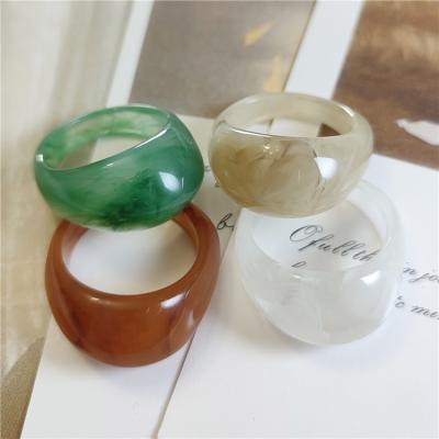 China Fashion To PS 2021 Hot Summer Korean Fashion Rings Chunky Resin Colorful Acrylic Rings Trendy for sale