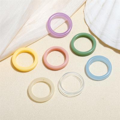 China Fashion PS Ins Simple Design Simple Design Acrylic Resin Colorful Rings For Women Finger Rings for sale