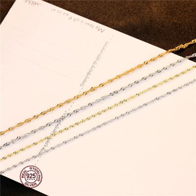 China Simple Fashion PS Style Water Wave S925 Sterling Silver Chain Necklace Jewelry 18k Gold Plated Necklaces for sale