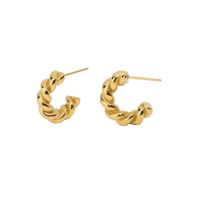 China PS Style 18K Gold Stainless Steel 20MM Trendy Twist Spiral Circle Hoop Earrings For Women Jewelry Earrings for sale