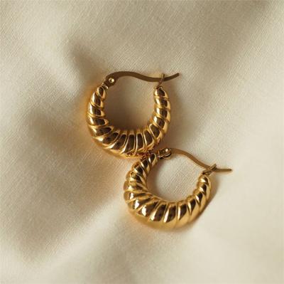 China Trendy 18k Gold Titanium Chunky Hoop 18k Stainless Steel Hoop Fashion PS Hoop Earrings for sale