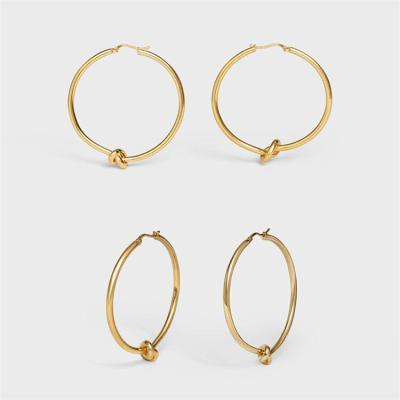 China Fashion PS INS Gold Plated Stainless Steel Hoop Earrings Twist Titanium Steel Hoop Earrings for sale