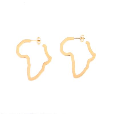 China Hot Selling Fashion PS Hollow Out Africa Map Circle Earrings Style High Quality Stainless Steel Stud Earrings for sale