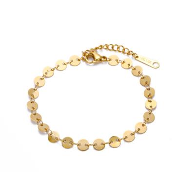 China Fashion PS Fashion Disc Chain Bracelet Women 316L Titanium Steel Gold Plated Ladies Bracelet for sale