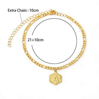 China PS FASHIONABLE Hot Selling Cuban Chain Anklet 18K Gold 26 Letter Alphabet Ankle Chain Foot Jewelry For Women Stainless Steel for sale