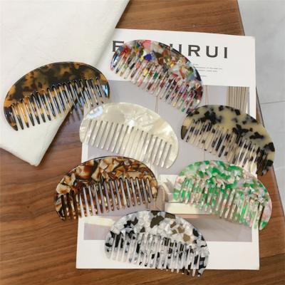 China New PS Home Women Shape Hair Tooth Accessory Turtle Made By Acetate Than Shell Marble Pattern Acid Hair Comb for sale