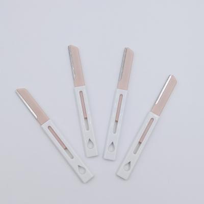 China Stainless steel private label eyebrow trimmer novel and unique contraction eyebrow knife razor 2 pieces for sale