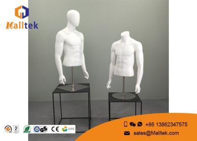 China Fiberglass Retail Shop Fittings Upper Body Male Torso Mannequin Metal Base for sale