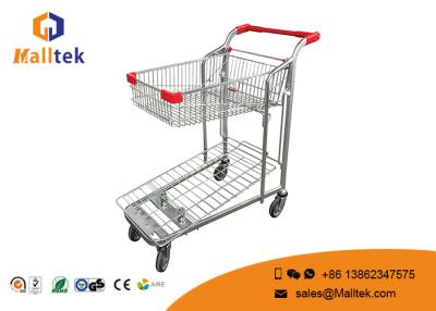 China De la carretilla metálica de 2 color opcional logística de las compras de la grada con la cesta plegable en venta