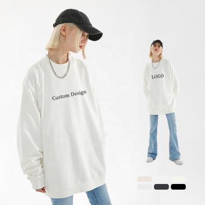 China Logo Cotton Round Neck Sweatshirts Unisex Oversized Heavy Custom Breathable Loose Long Sleeve for sale