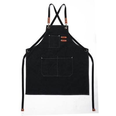 China Waterproof Hairdressing Store Cotton Thickened Coffee Canvas Apron Foreign Trade Border Gardening Working Apron for sale