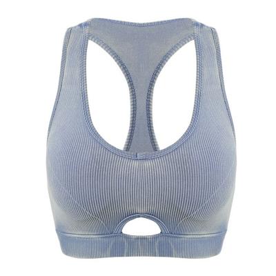 China Custom Women's Vintage Sports Seamless Bra Vintage Yoga Fitness Breathable Acid Wash Gym Bras For Women New Technology 2018 for sale