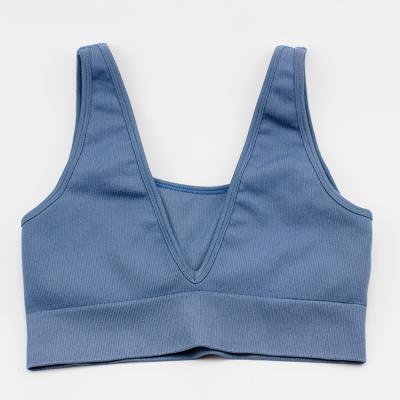 China Custom high quality sexy ribbed bra yoga sports seamless bra breathable for sale