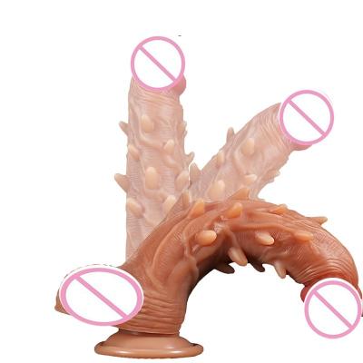 China Realistic Large Soft Silicone Dildo With Double Layer Silicone Flesh Thorn Particles For Female Penis Sex Toys for sale