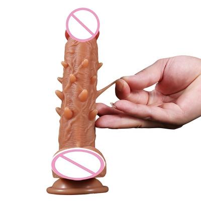 China Large Soft Silicone Silicone Dildo With Flesh Thorn Particle Realistic Penis Sex Toys For Women for sale