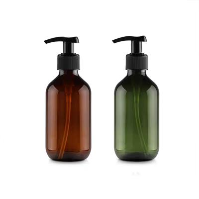 China 300ml/500ml Amber Empty Shampoo Tan Acrylic Pump Lotion Packaging Plastic Bottles for sale