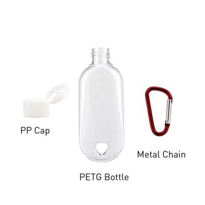 China Packaging Personal Skin Care Reuse Hanger Travel Empty Hand Sanitizer Bottle With Key Chain for sale