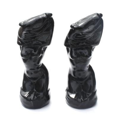 China Bulk Wholesale Natural Black Obsidian Crystal Female Model Body Craft Ornament From Europe for sale