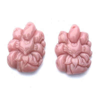 China Europe Wholesale Hand Cut Natural Pink Opal Crystal Nine Tails Fox Craft for Pendat for sale