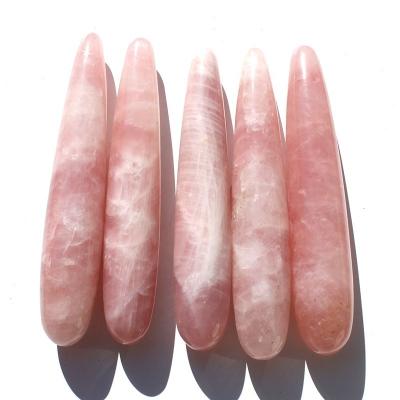 China 18cm Natural Magic Wand Europe Cheap Price Rose Quartz Crystal Massage Thin for sale