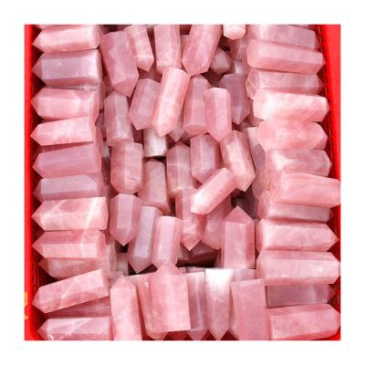 China Europe Bulk Wholesale Hand Cut Natural Pink Rose Crystal Tower Healing Crystal Point for sale