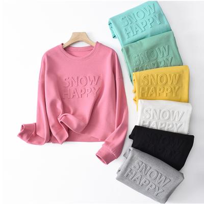 China Wholesale OEM Viable 100%cotton Sweatshirts Custom Embossed Logo Design Solid Hoodie Sweatshirt No Minimum for sale