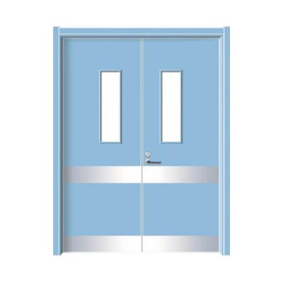 China Fire prevention Steel Frame Fire Rated Door For Hospital Large Size Double Swing With Glass Window Steel Fire Door for sale