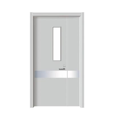 China Fire prevention 90 Minutes Fireproof Modern Design Commercial Unequal Double Fire Rated  Door Hospital Access Steel Fireproof Door for sale