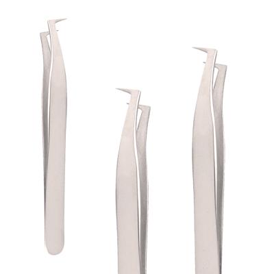 China Newest Stainless Steel Fiber Tip Logo Volume Lash Extension Tweezers Custom Wholesale For Eyelash Extensions Private Label Stainless Steel for sale